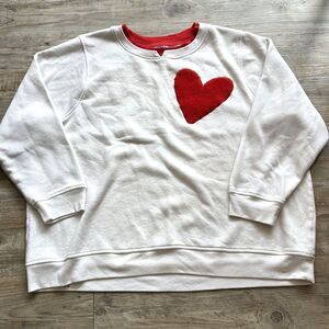 Vintage Sweater Women's 2XL Granny Grandma Heart White Red Valentine's 90s C&K